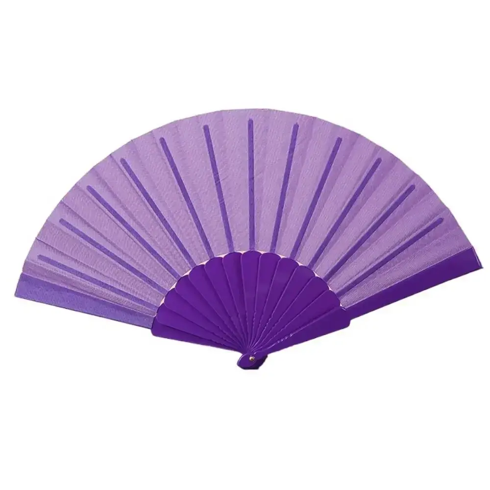 Portable Folding Fan Elegant Plain Cloth Hand Fan Chinese Plastic Fabric Hand Fan for Weddings Travel Party Dancing Cosplay