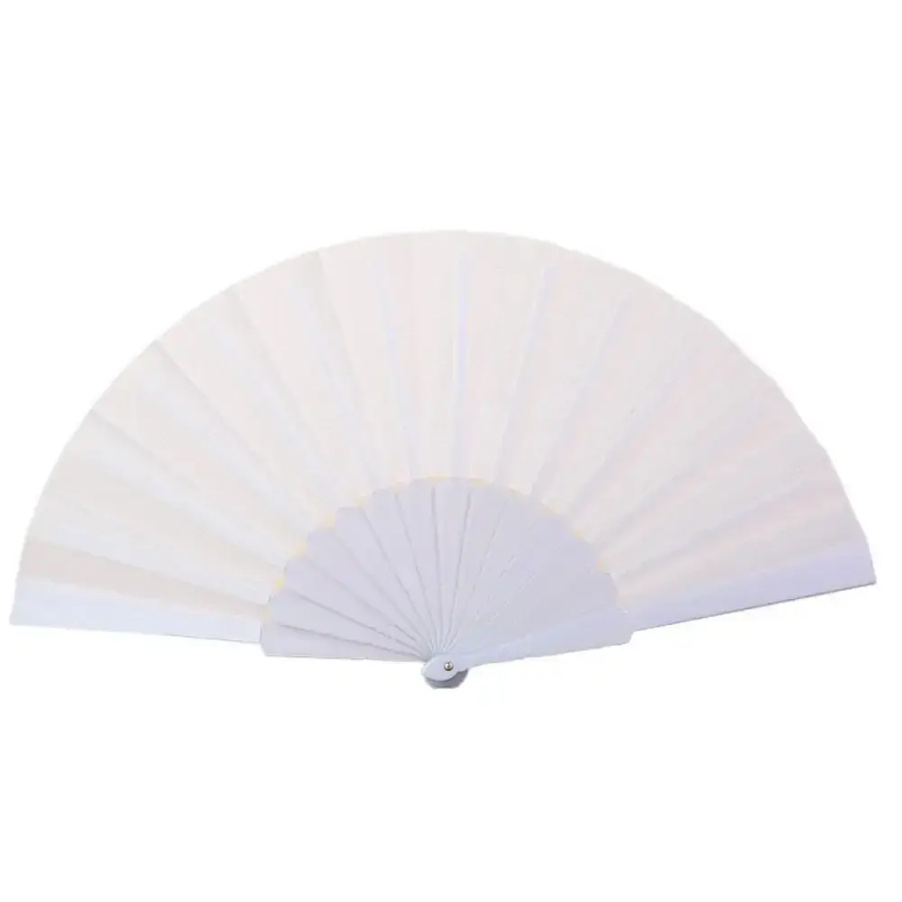 Portable Folding Fan Elegant Plain Cloth Hand Fan Chinese Plastic Fabric Hand Fan for Weddings Travel Party Dancing Cosplay