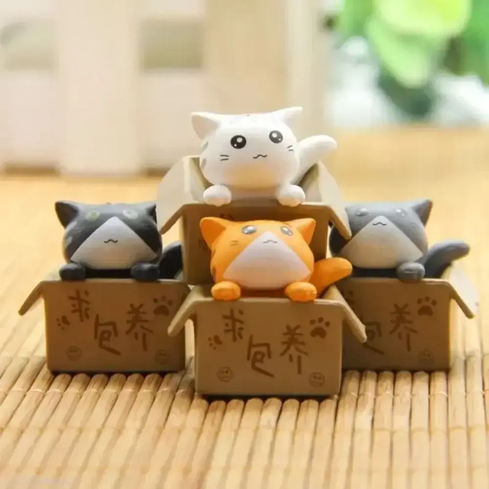 Creative Cartoon Mini Cat Ornament Plastic Cute Garden Kitten Statue Micro Landscape Toy Miniature Figurines Home Decor