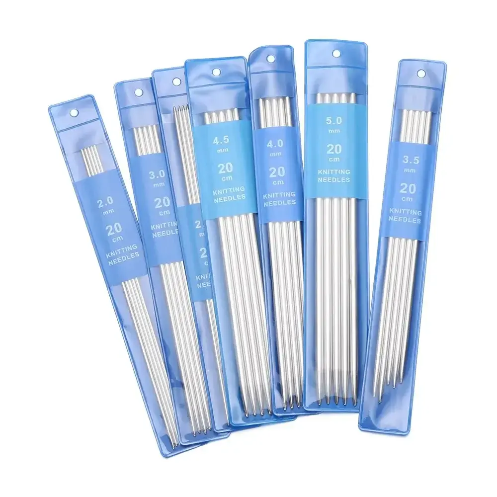 5Pcs Straight Knitting Needles Stainless Steel Crochet Hooks DIY Sweater Weave Knitting Tools Size 2-5mm Sewing Accessories