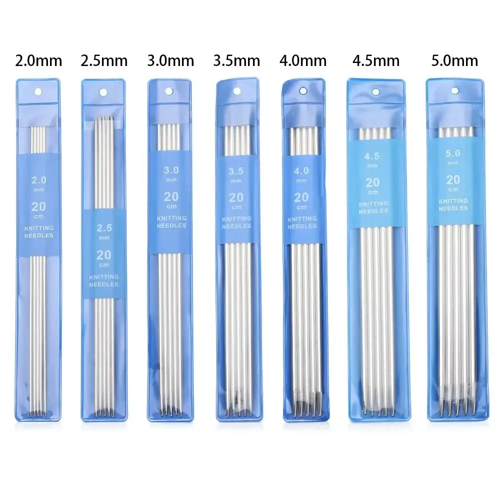 5Pcs Straight Knitting Needles Stainless Steel Crochet Hooks DIY Sweater Weave Knitting Tools Size 2-5mm Sewing Accessories