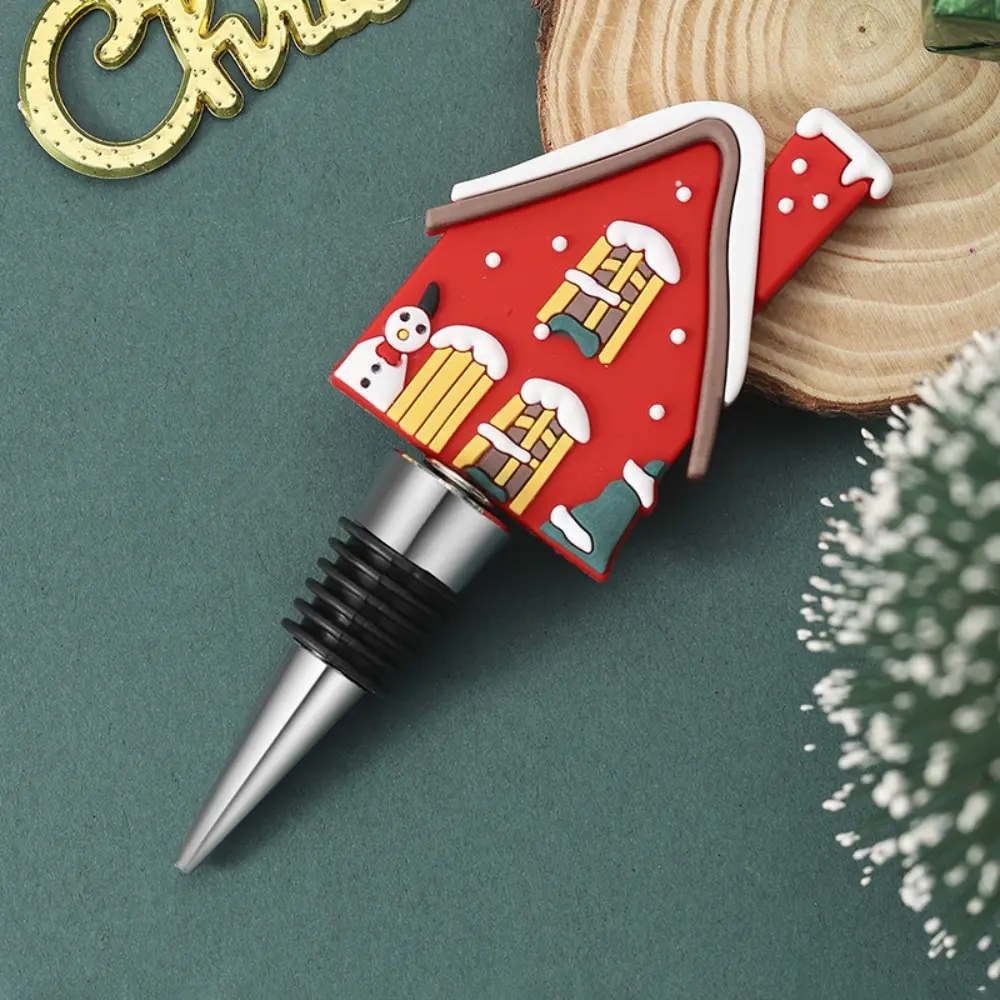 Merry Christmas Wine Bottle Stopper Xmas Tree Snowman PVC Wine Sealer Reusable Fresh-keeping Preservation Wine Cork