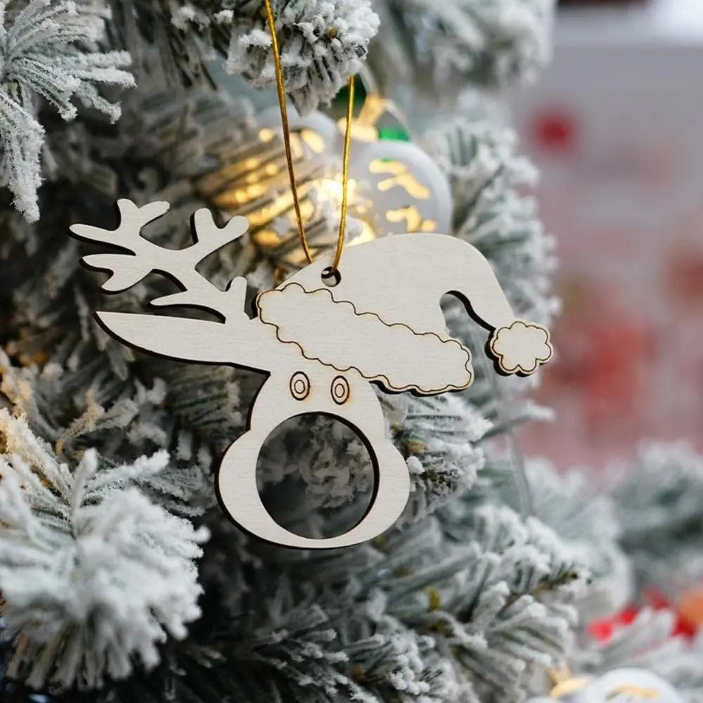 Creative Christmas Unique Money Holder Chocolate Storage Holder Wooden Santa Hat Elk Card Hanging Christmas Tree Ornament