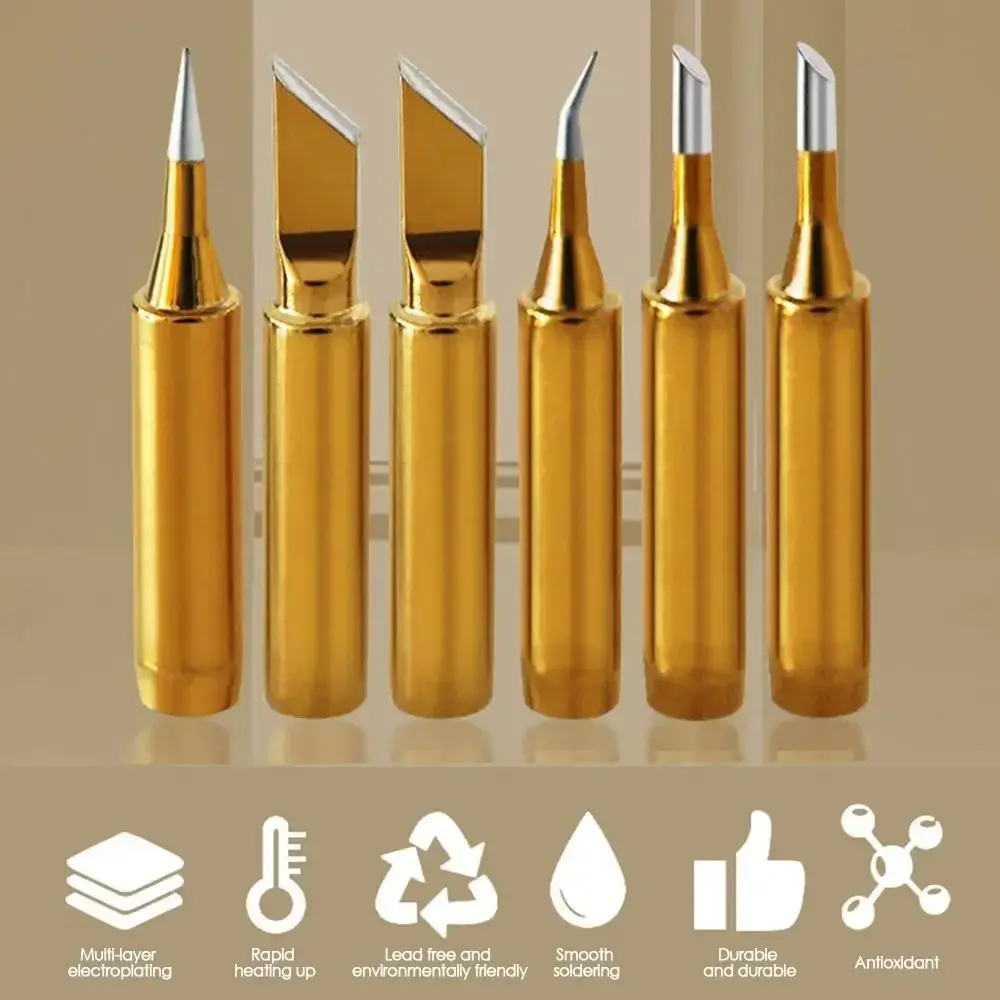 Gold Color 936 900M Welding Tips Oxygen-free Copper Lead Free Solder Head Searing Iron Tips for Hakko/Atten