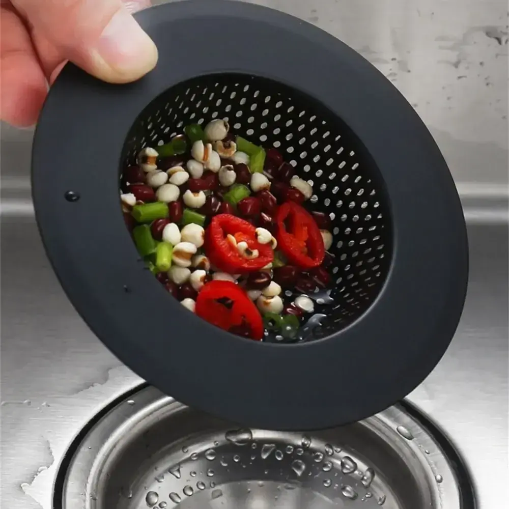 Stainless Steel Sink Strainer With Handle Black Mesh Trap Floor Drain Anti Clog Waste Catcher Kitchen Bathroom Accessories