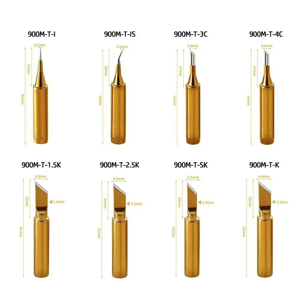 Gold Color 936 900M Welding Tips Oxygen-free Copper Lead Free Solder Head Searing Iron Tips for Hakko/Atten