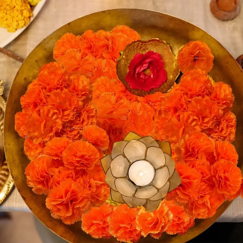 Portable Marigold Artificial Flowers Home DIY Craft Multifunctional Marigold Flower Head Party Decor Marigold Flower Arrangement