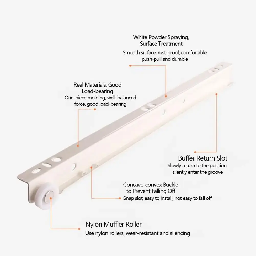 1Pair Mute Two Section Clothing Drawer Track Slides Cabinets Keyboard Roller Computer Table Chute Two Cabinet Rails