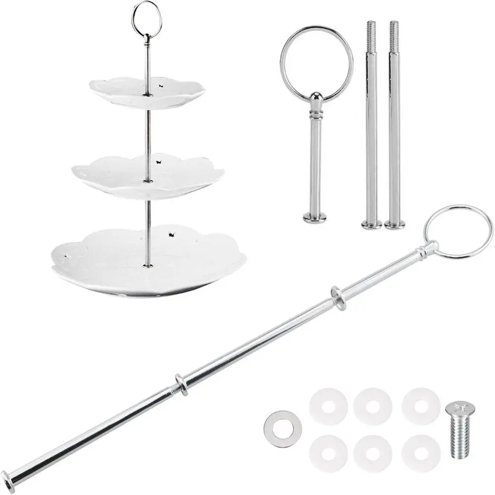 2/3 Tier Cake Plate Stand Handle Cake Stand Hardware Holder For Wedding Party Making Resin Cupcake Dessert Platter Serving Stand