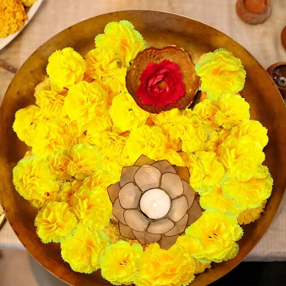Portable Marigold Artificial Flowers Home DIY Craft Multifunctional Marigold Flower Head Party Decor Marigold Flower Arrangement