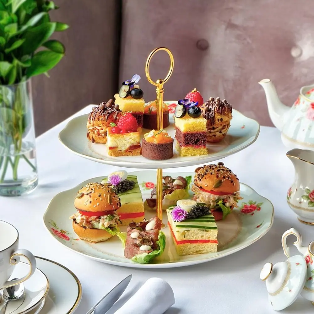2/3 Tier Cake Plate Stand Handle Cake Stand Hardware Holder For Wedding Party Making Resin Cupcake Dessert Platter Serving Stand