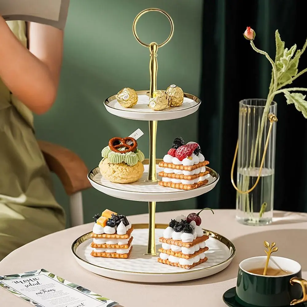 2/3 Tier Cake Plate Stand Handle Cake Stand Hardware Holder For Wedding Party Making Resin Cupcake Dessert Platter Serving Stand