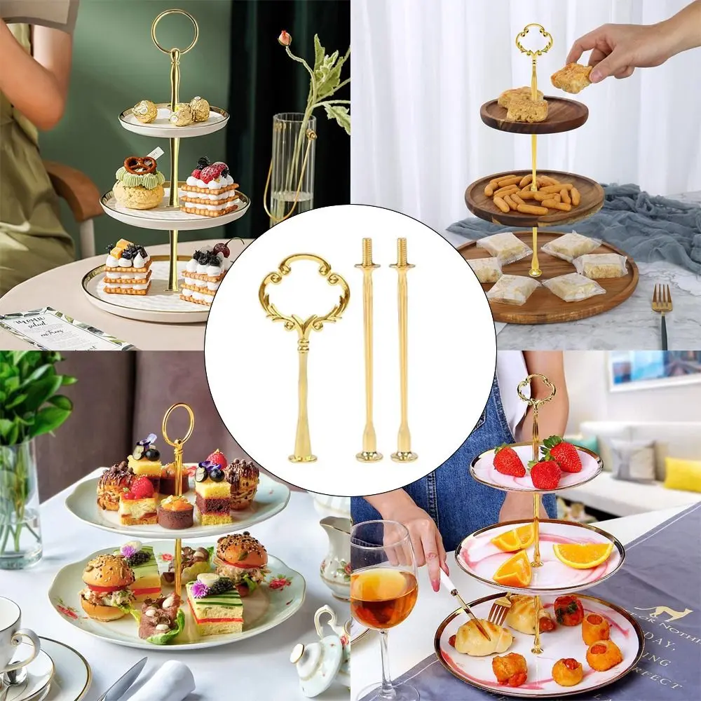 2/3 Tier Cake Plate Stand Handle Cake Stand Hardware Holder For Wedding Party Making Resin Cupcake Dessert Platter Serving Stand