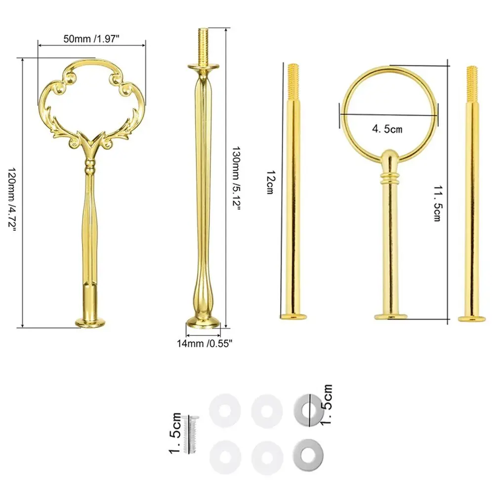 2/3 Tier Cake Plate Stand Handle Cake Stand Hardware Holder For Wedding Party Making Resin Cupcake Dessert Platter Serving Stand