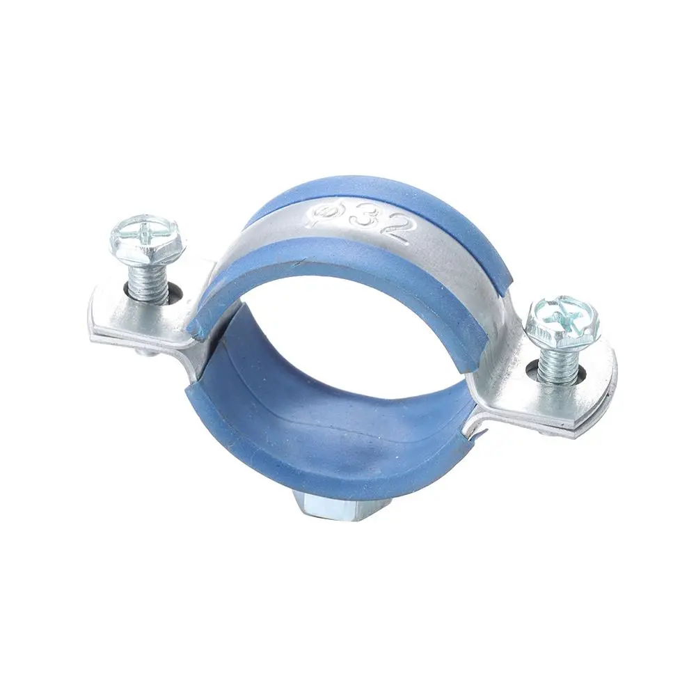 1Pcs Fastener Hardware Round Hose Clamp Pipe Fitting Expansion Screw Suspension Pipe Holder Carbon Steel Rubber PPR/PVC