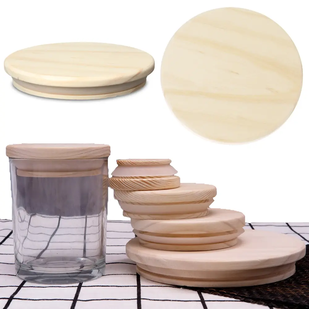 Reusable Bottle Sealing Caps Compatible Wide Mouth Cover Wood Lids Mason Jar Lid Canning Storage