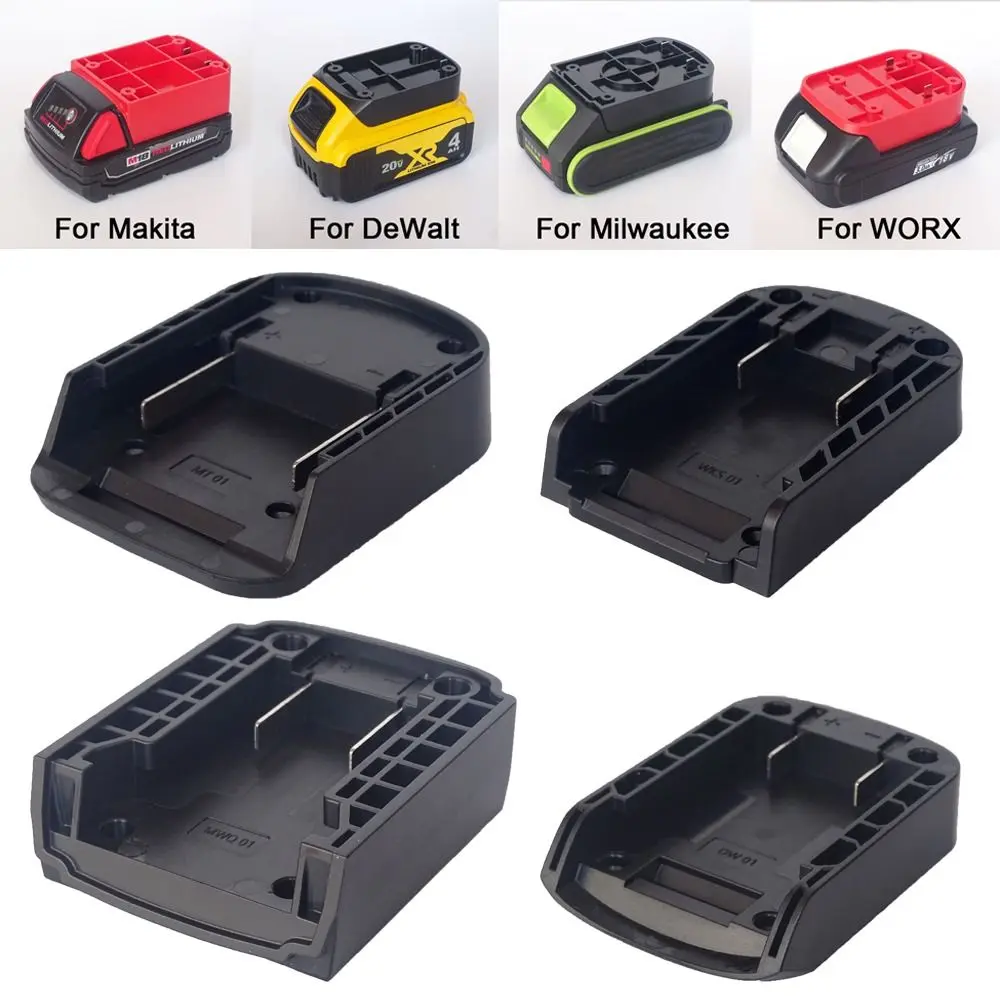 Practical ABS DIY Adapter Portable Durable Battery Connector Holder Base for Makita/DeWalt/WORX/Milwaukee 18V Lithium Battery