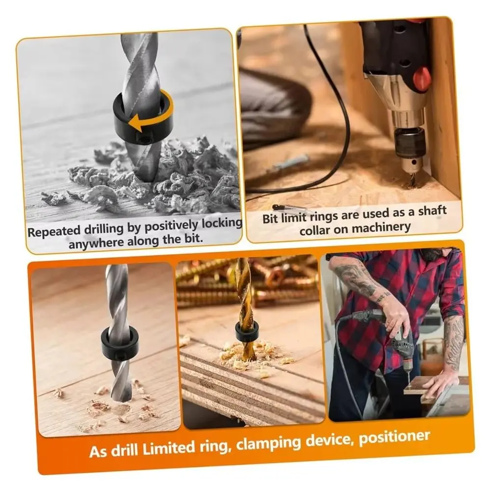 3-16mm Drill Stoper Collar Set Adjustable Metric Drill Stop Ring with Hex Wrench Tighten Drill Bit Limiter Woodwork Tools