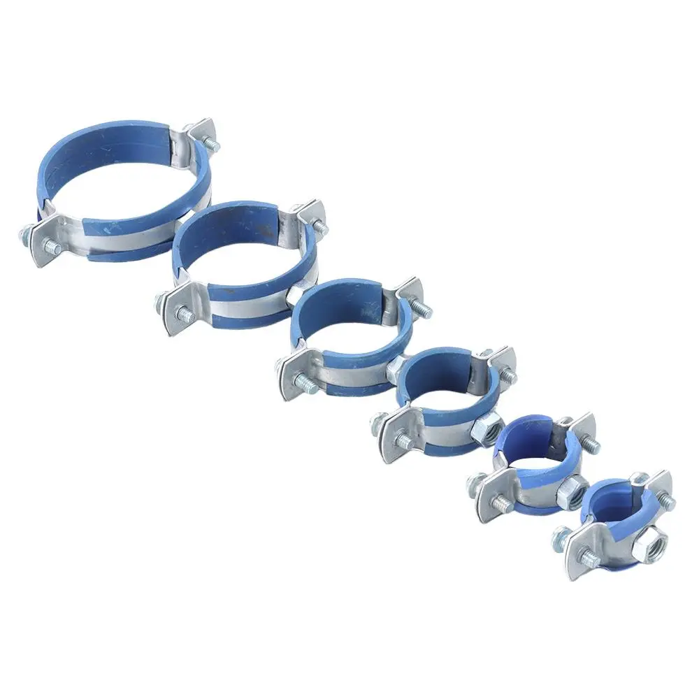1Pcs Fastener Hardware Round Hose Clamp Pipe Fitting Expansion Screw Suspension Pipe Holder Carbon Steel Rubber PPR/PVC