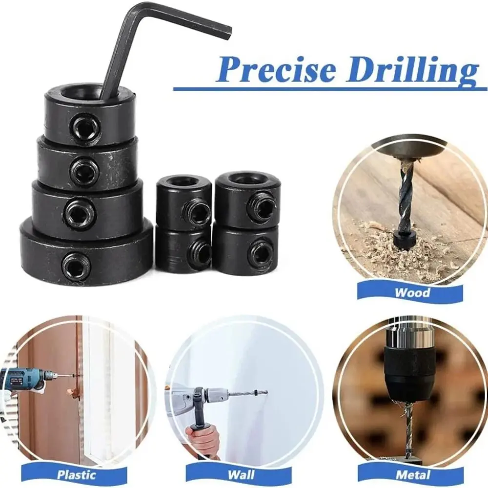 3-16mm Drill Stoper Collar Set Adjustable Metric Drill Stop Ring with Hex Wrench Tighten Drill Bit Limiter Woodwork Tools