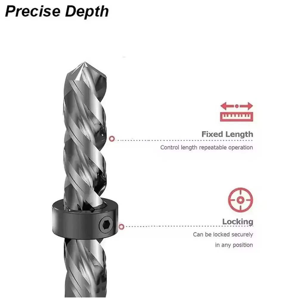 3-16mm Drill Stoper Collar Set Adjustable Metric Drill Stop Ring with Hex Wrench Tighten Drill Bit Limiter Woodwork Tools