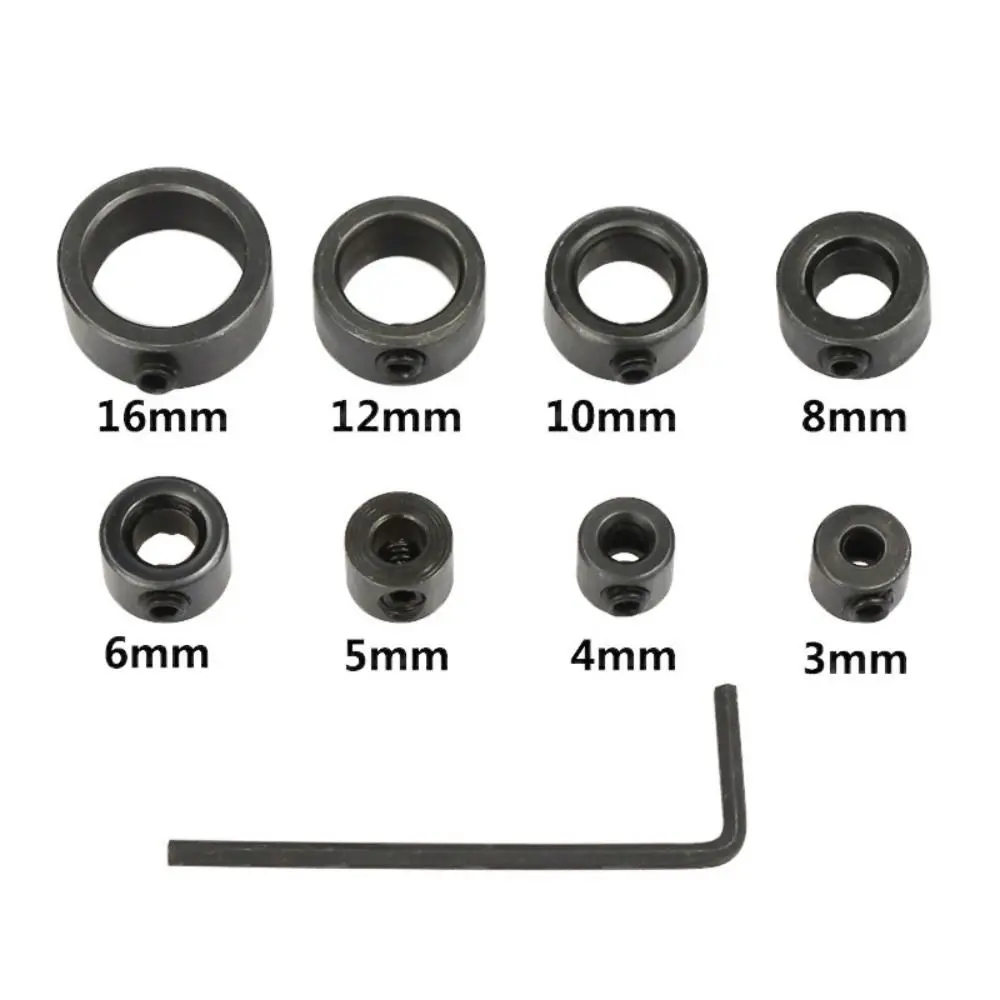 3-16mm Drill Stoper Collar Set Adjustable Metric Drill Stop Ring with Hex Wrench Tighten Drill Bit Limiter Woodwork Tools