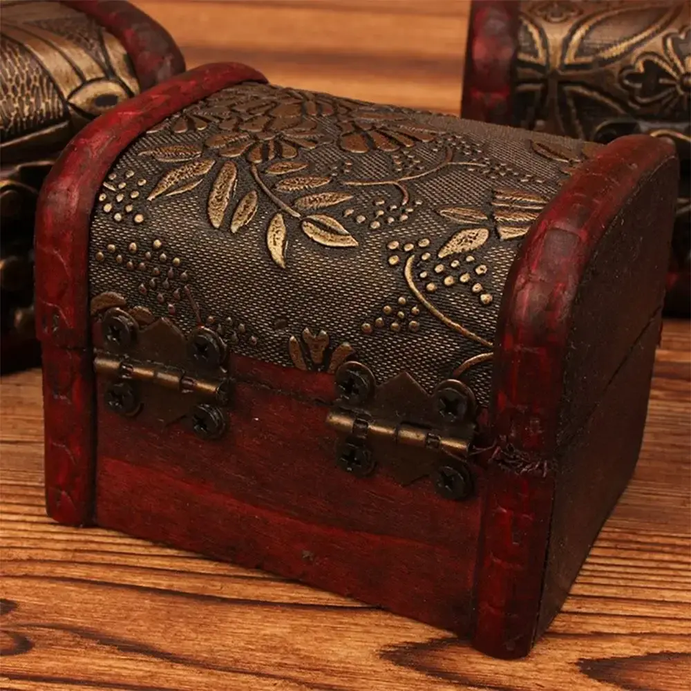 Chinese Style Wood Storage Box Brown Ring Necklace Packing Vintage Mini Box Retro Accessories Organizer Jewelry Box