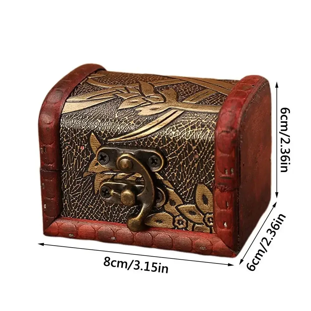 Chinese Style Wood Storage Box Brown Ring Necklace Packing Vintage Mini Box Retro Accessories Organizer Jewelry Box