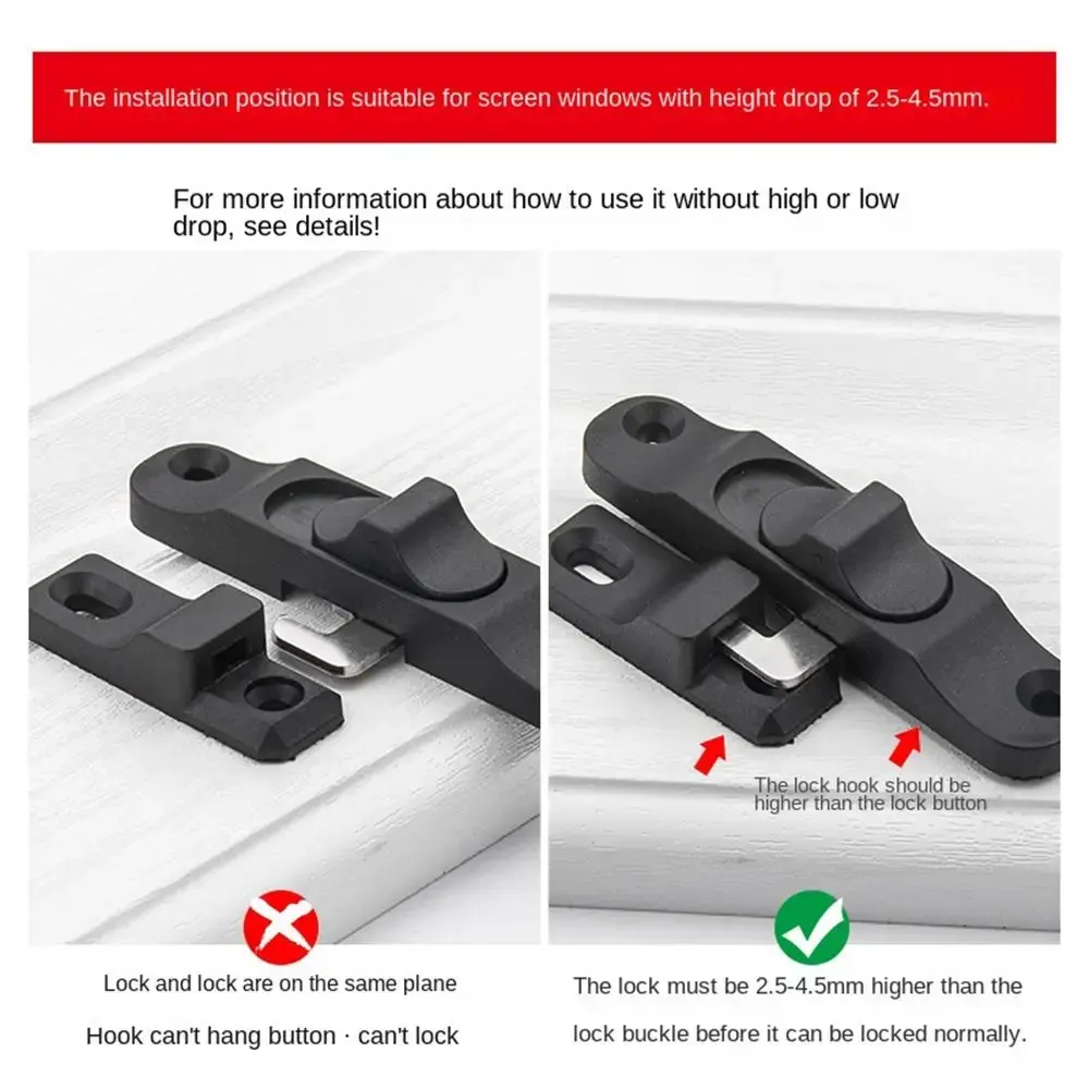 New Aluminium Alloy Sliding Pull Door Lock Push-Pull Anti Theft Window Hook Lock Hardware Multifunctional Door lock buckle Door