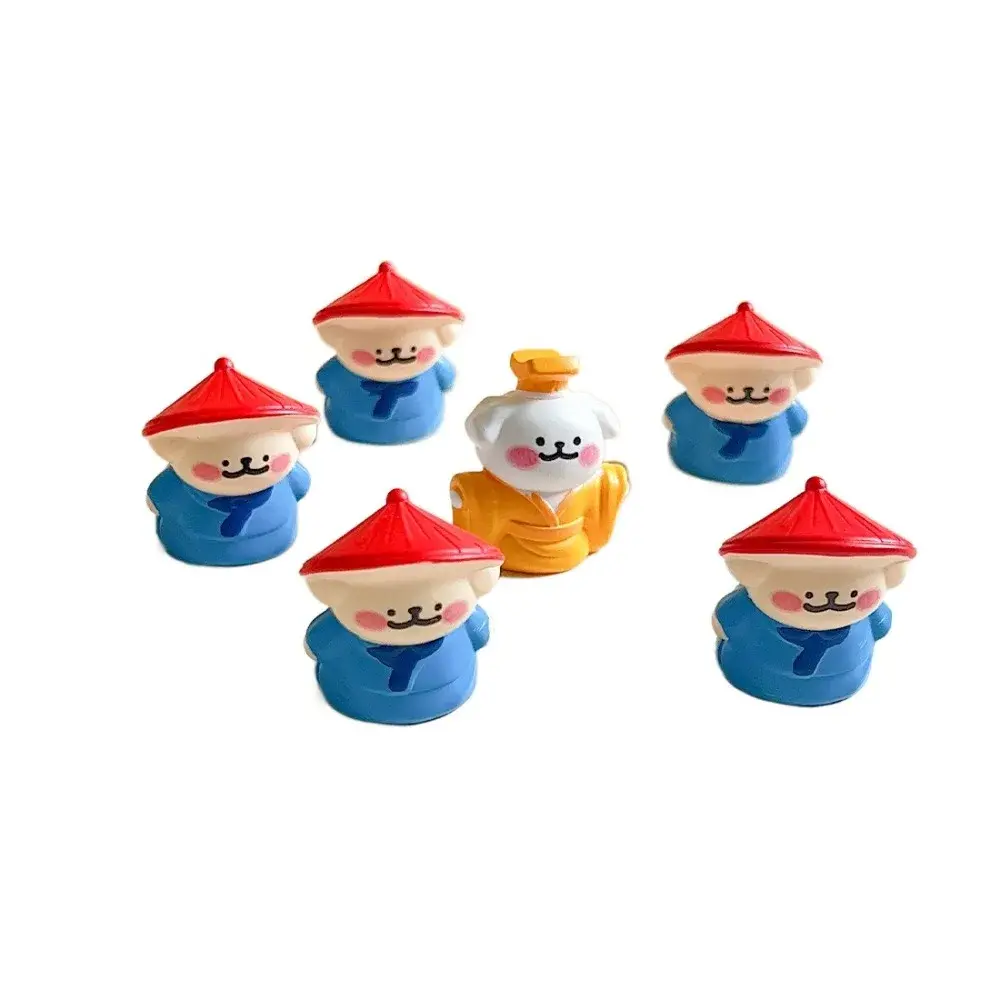 1/3/5/6pcs Emperor Desktop Ornament Handmade Craft Mini Puppy Dog Figurine Resin Desktop Display Miniature Ornament Car Decor