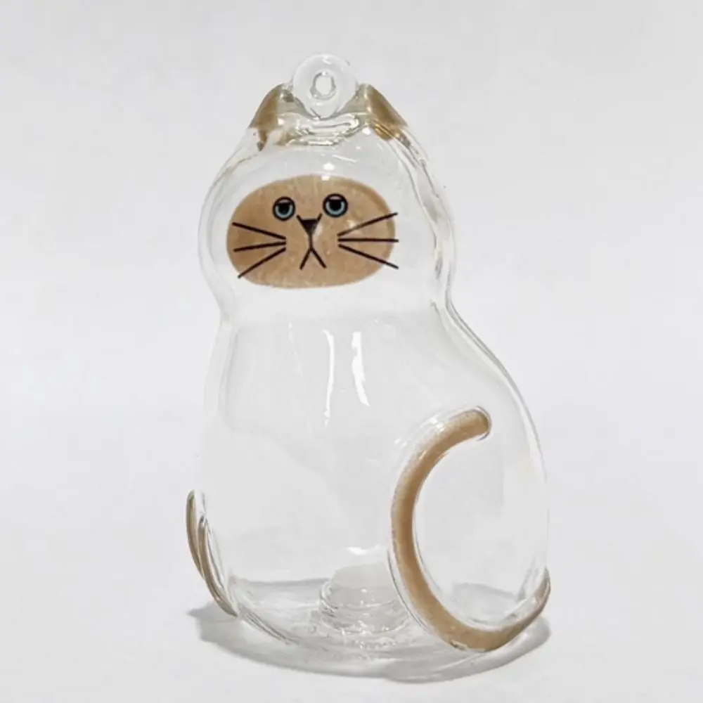 Small Ornaments Cat Fur Storage Pendant Transparent Container Cute Cat Shaped Stylish Keychain DIY Accessories Handmade Design