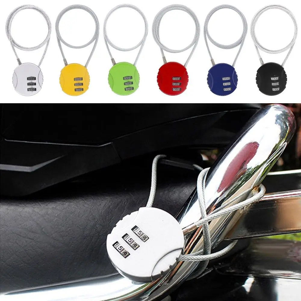 Zinc Alloy Anti-theft Motorcycle Helmet Lock Code Security Lock Wire Rope Padlock Smart Combination Lock Digit Padlock