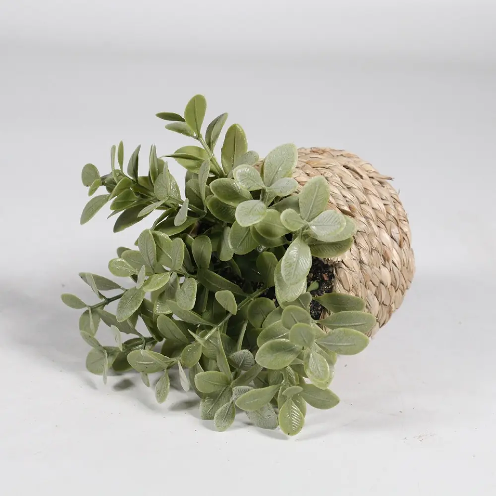 Green Artificial Potted Plant 11cm Woven Artificial Plants Eucalyptus Grass Plastic Leaf Simulated Potted Plants Home Decor