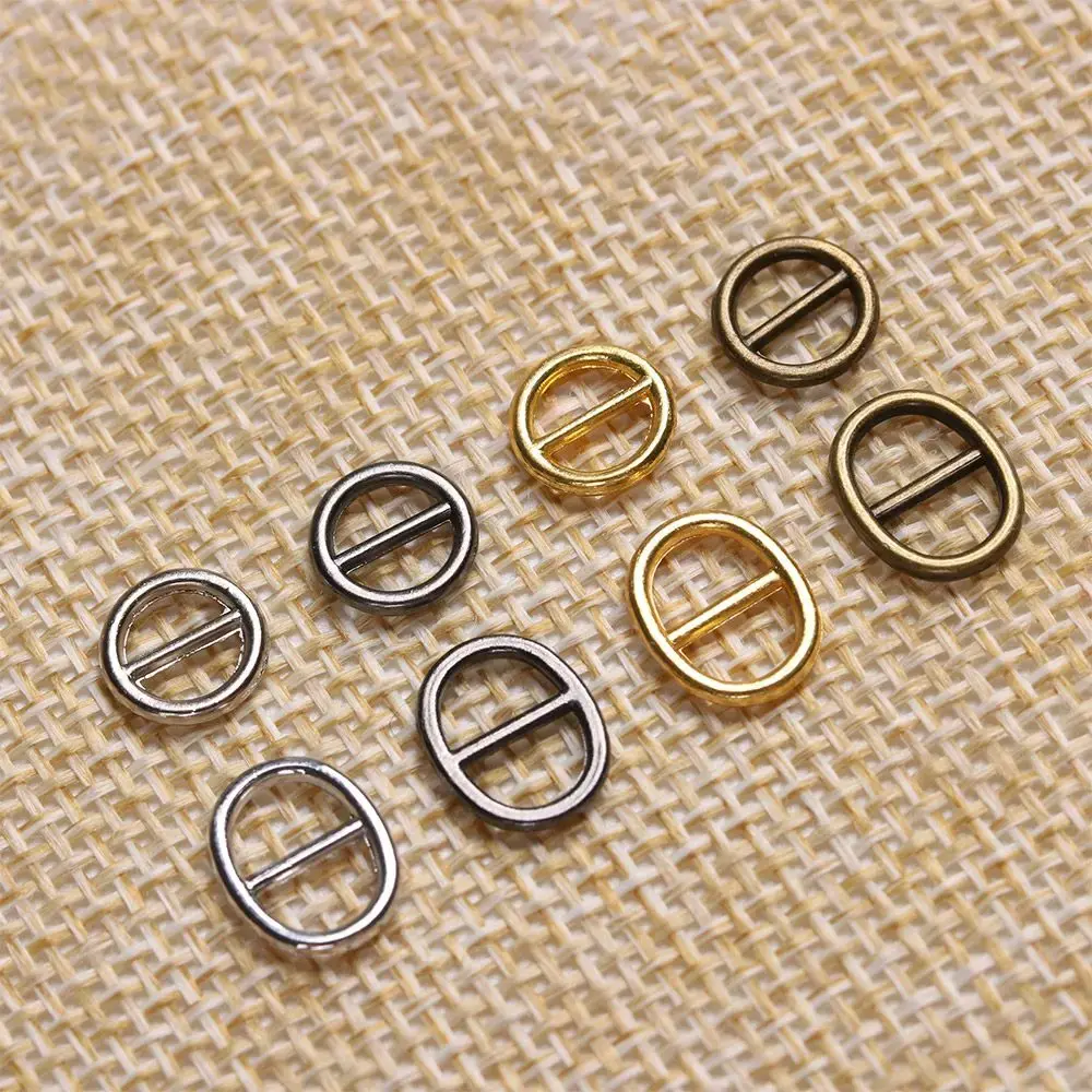 20/40PCS Mini Metal Buttons 5mm/6mm Tri-glide Belt Buckle DIY Doll Bags Shoes Clothes Handmade Clothing Sewing Accessories