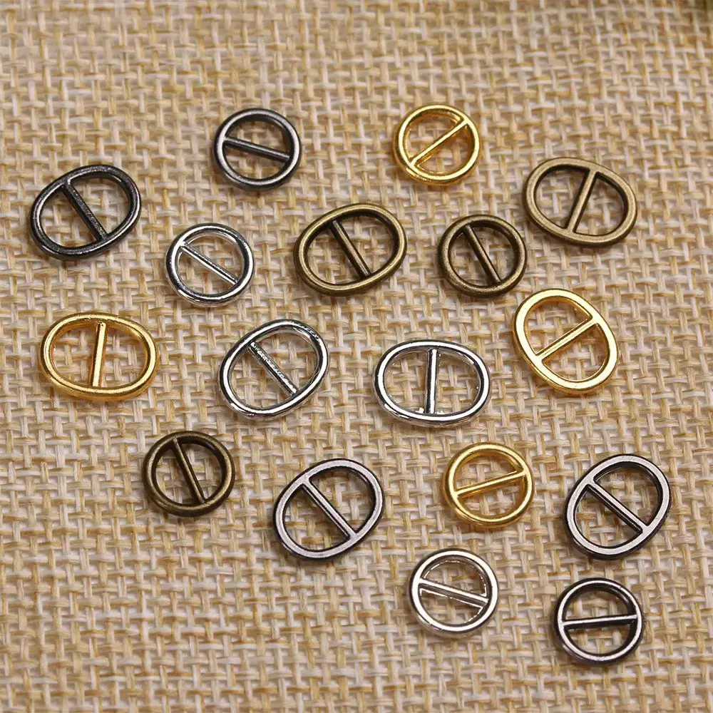 20/40PCS Mini Metal Buttons 5mm/6mm Tri-glide Belt Buckle DIY Doll Bags Shoes Clothes Handmade Clothing Sewing Accessories