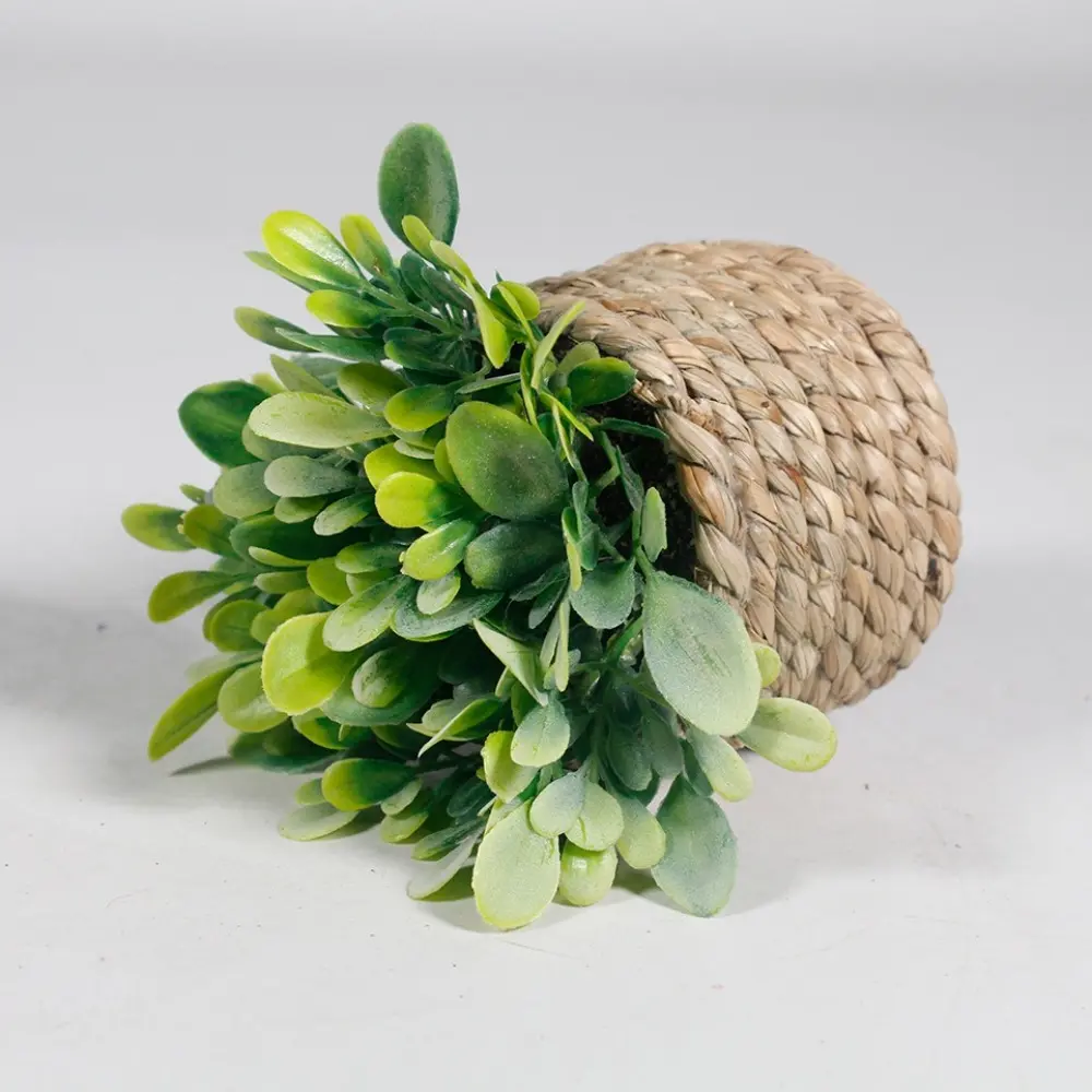 Green Artificial Potted Plant 11cm Woven Artificial Plants Eucalyptus Grass Plastic Leaf Simulated Potted Plants Home Decor