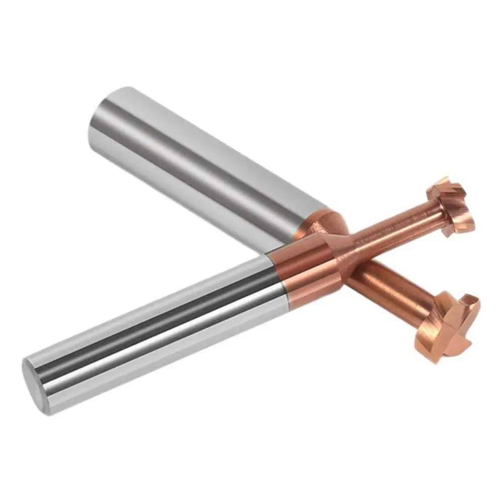 New Carbide T Slot Milling Cutter Round Handle 4 Teeth T-Groove End Mills Coating Slotting Router Bits