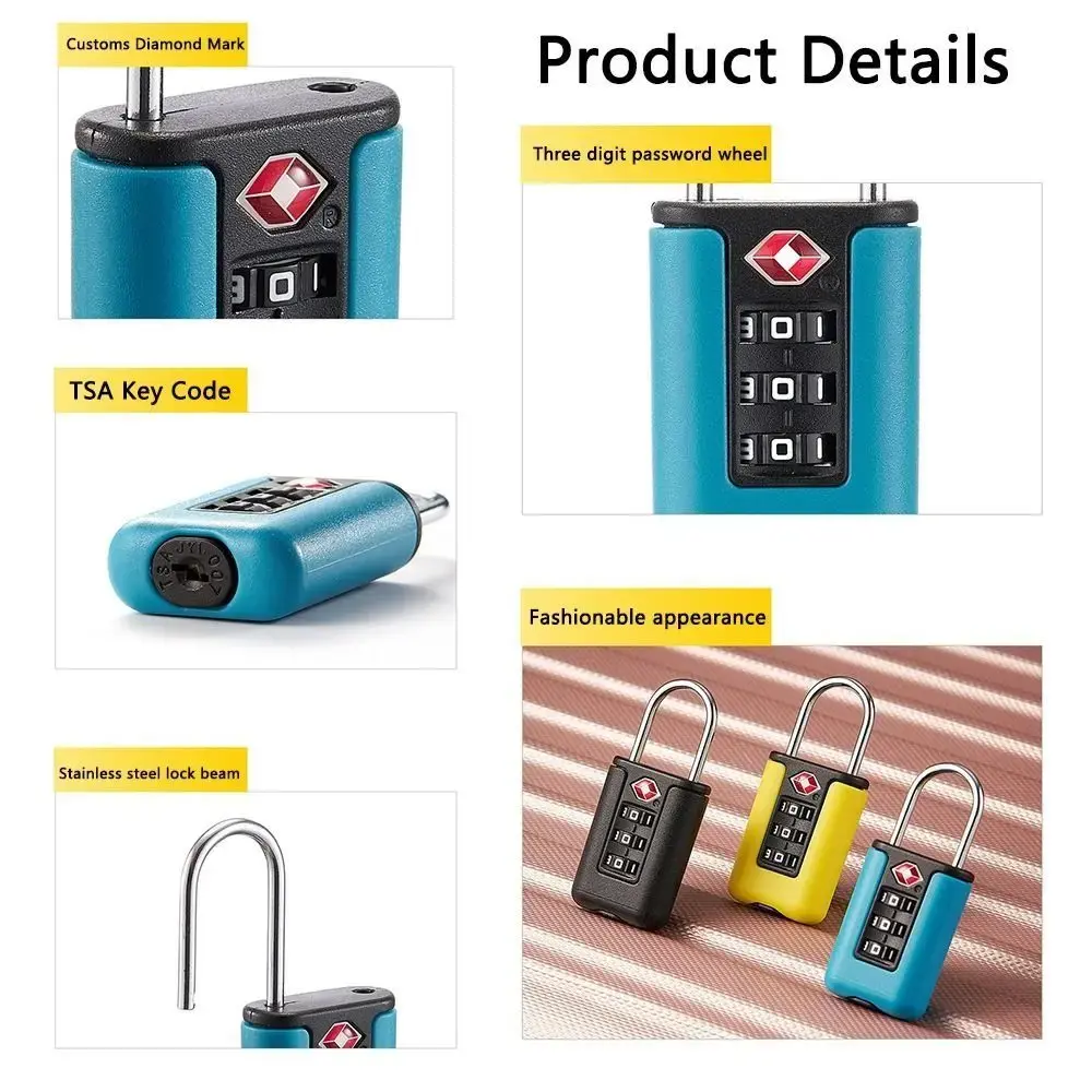Cabinet Locker Security Tool 3 Digit Combination Lock Contrast Color Padlock Luggage Password Lock TSA Customs Code Lock