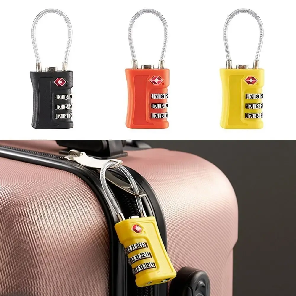 TSA 3 Digit Combination Lock Security Tool Wire Rope Customs Password Lock Padlock Anti-theft Suitcase Luggage Coded Lock Travel
