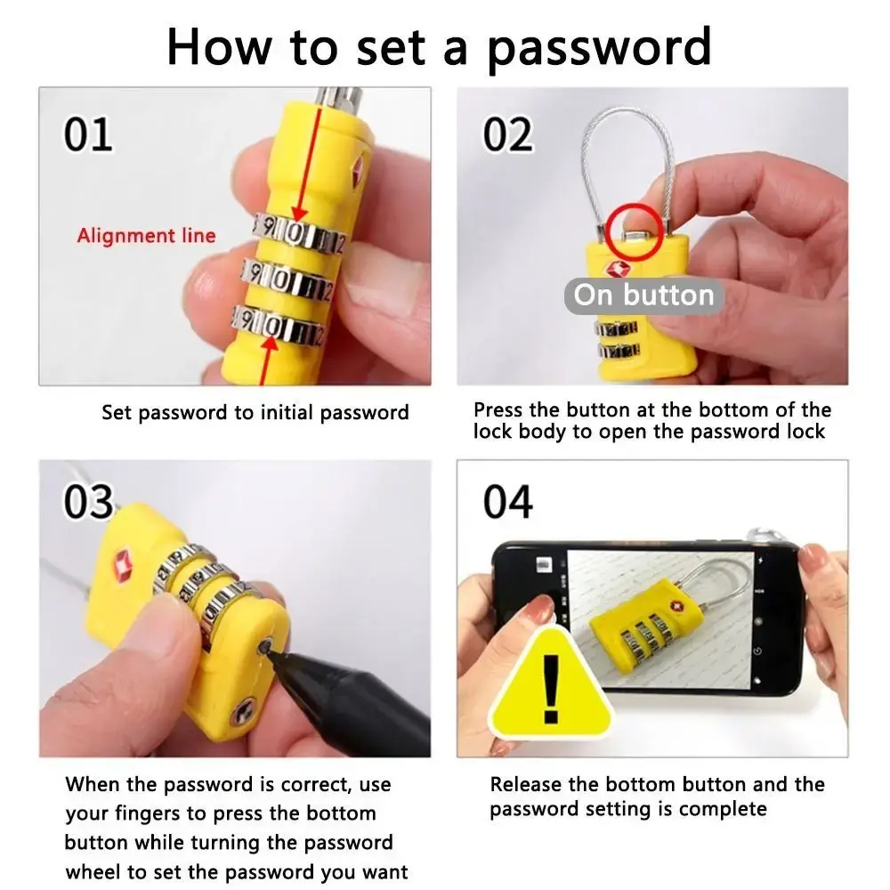 TSA 3 Digit Combination Lock Security Tool Wire Rope Customs Password Lock Padlock Anti-theft Suitcase Luggage Coded Lock Travel