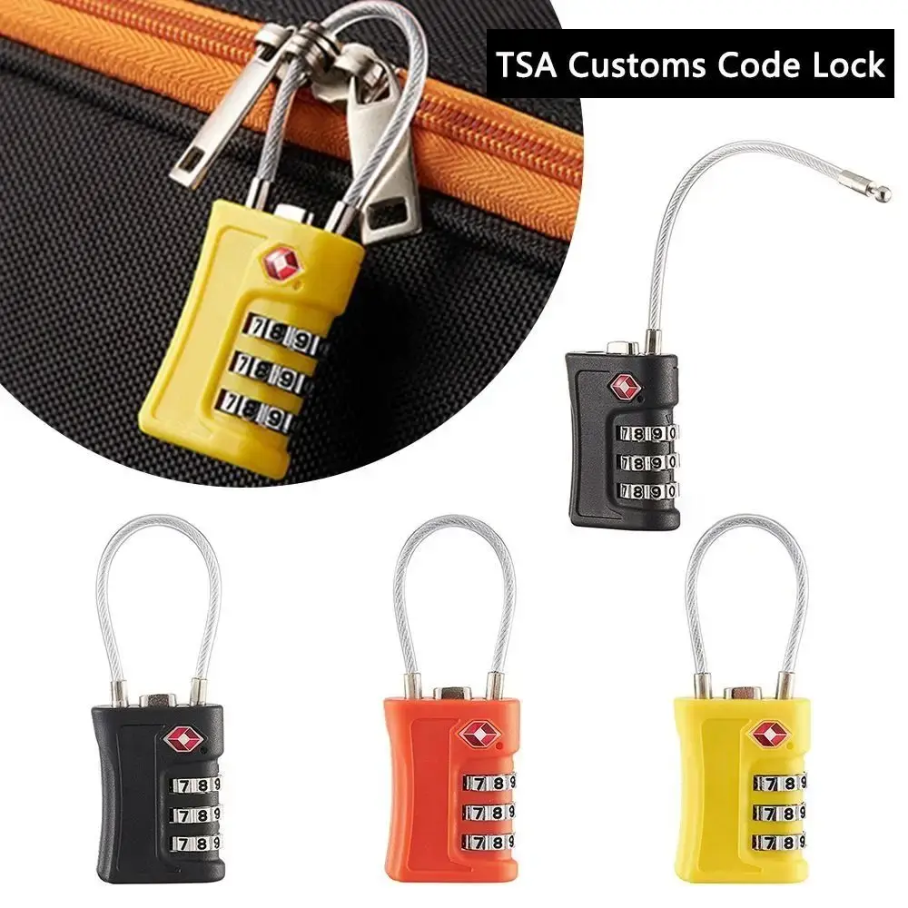 TSA 3 Digit Combination Lock Security Tool Wire Rope Customs Password Lock Padlock Anti-theft Suitcase Luggage Coded Lock Travel