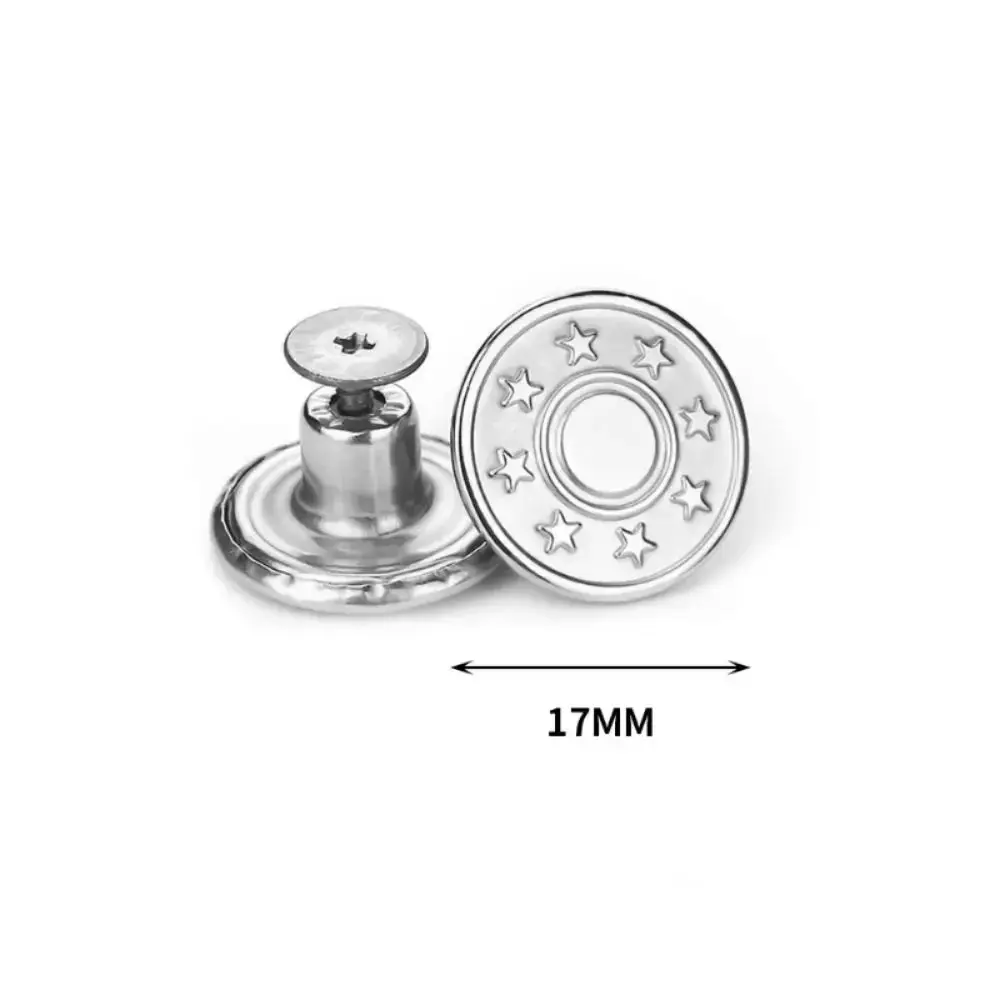 10Pcs/pack With Screwdriver Jeans Buttons Clothing Pants Nail Free Waist Extenders Button Sewing Accessories 17mm Waist Buckle