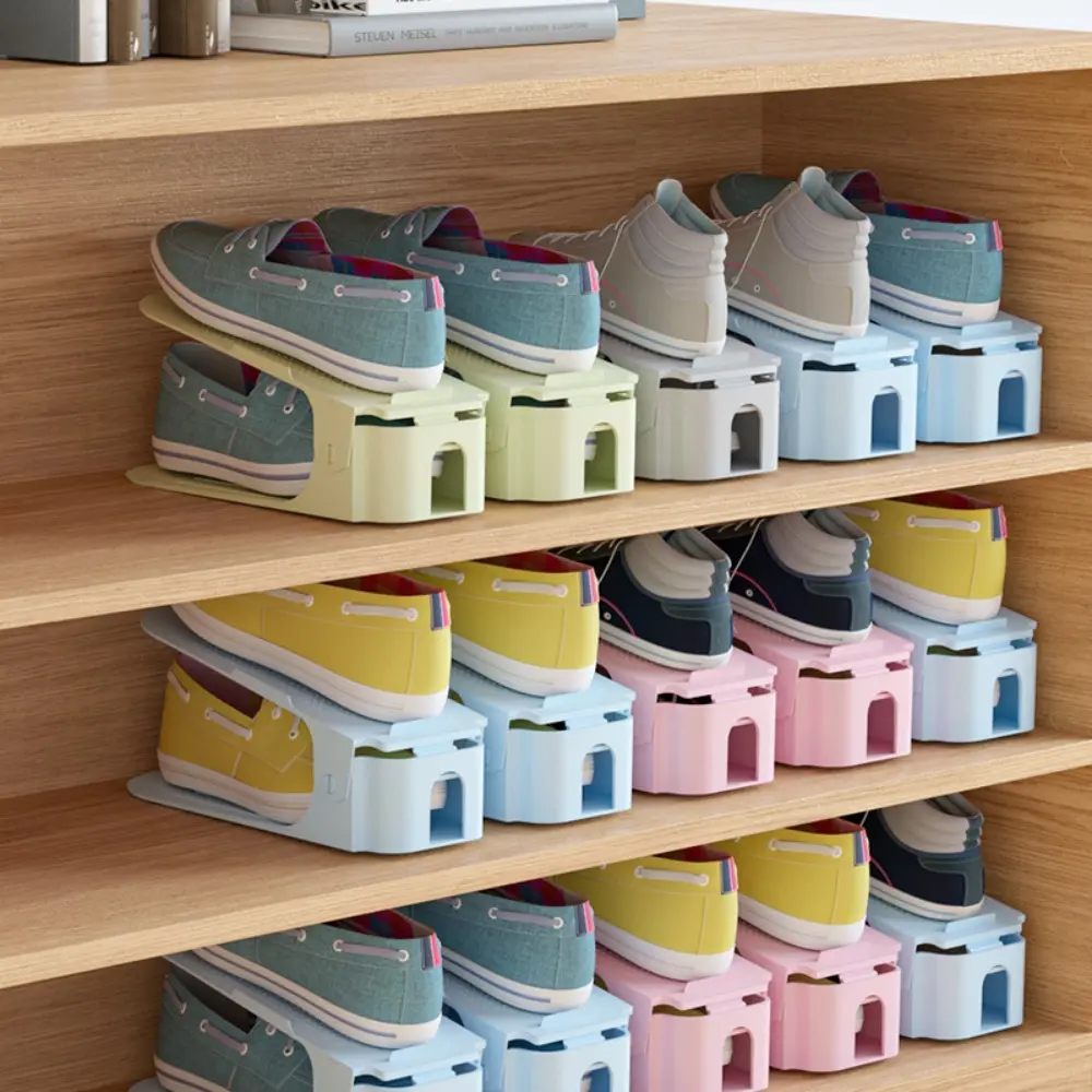 High Quality Adjustable Shoe Slots Organizer Space Saving Stackable Shoe Holder Double Layer Shoe Rack