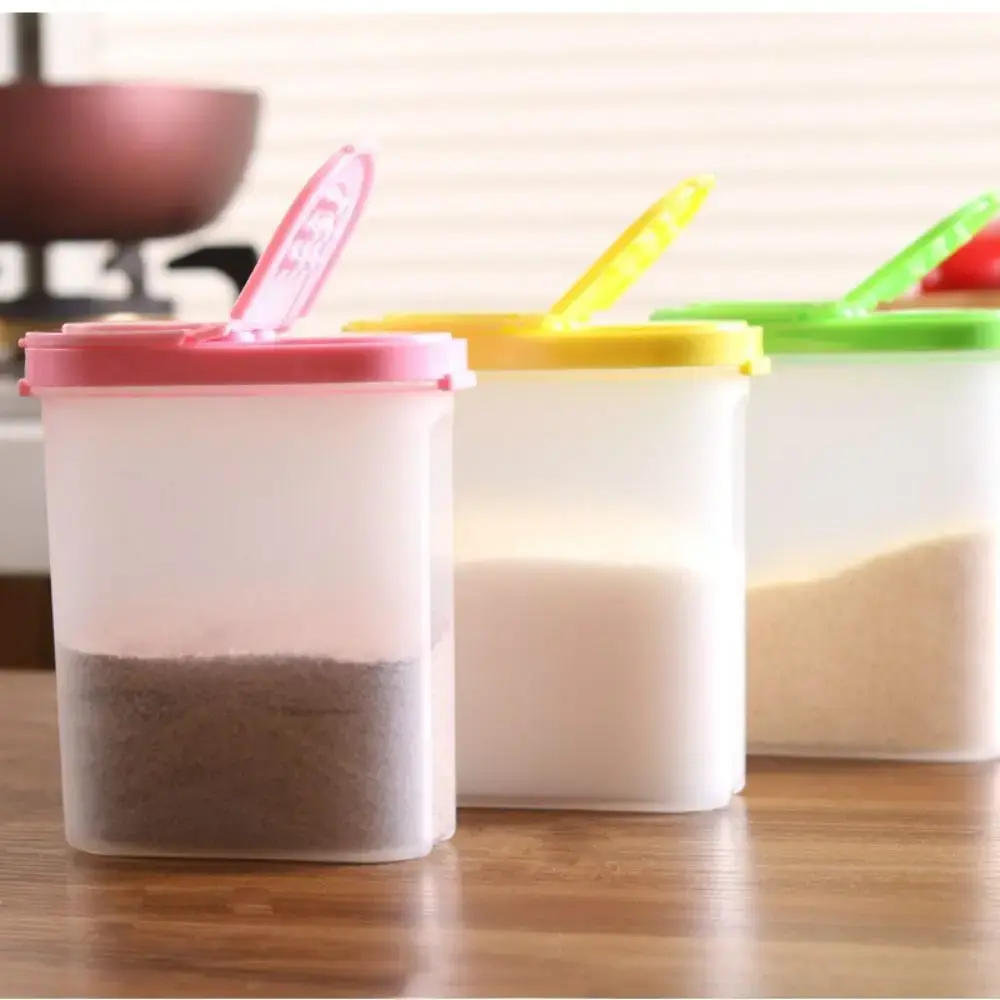 New Moisture-proof Transparent Seasoning Box Plastic 250ml Nut Grain Cereals Storage Box Durable 2 Lid Seasoning Shaker BBQ