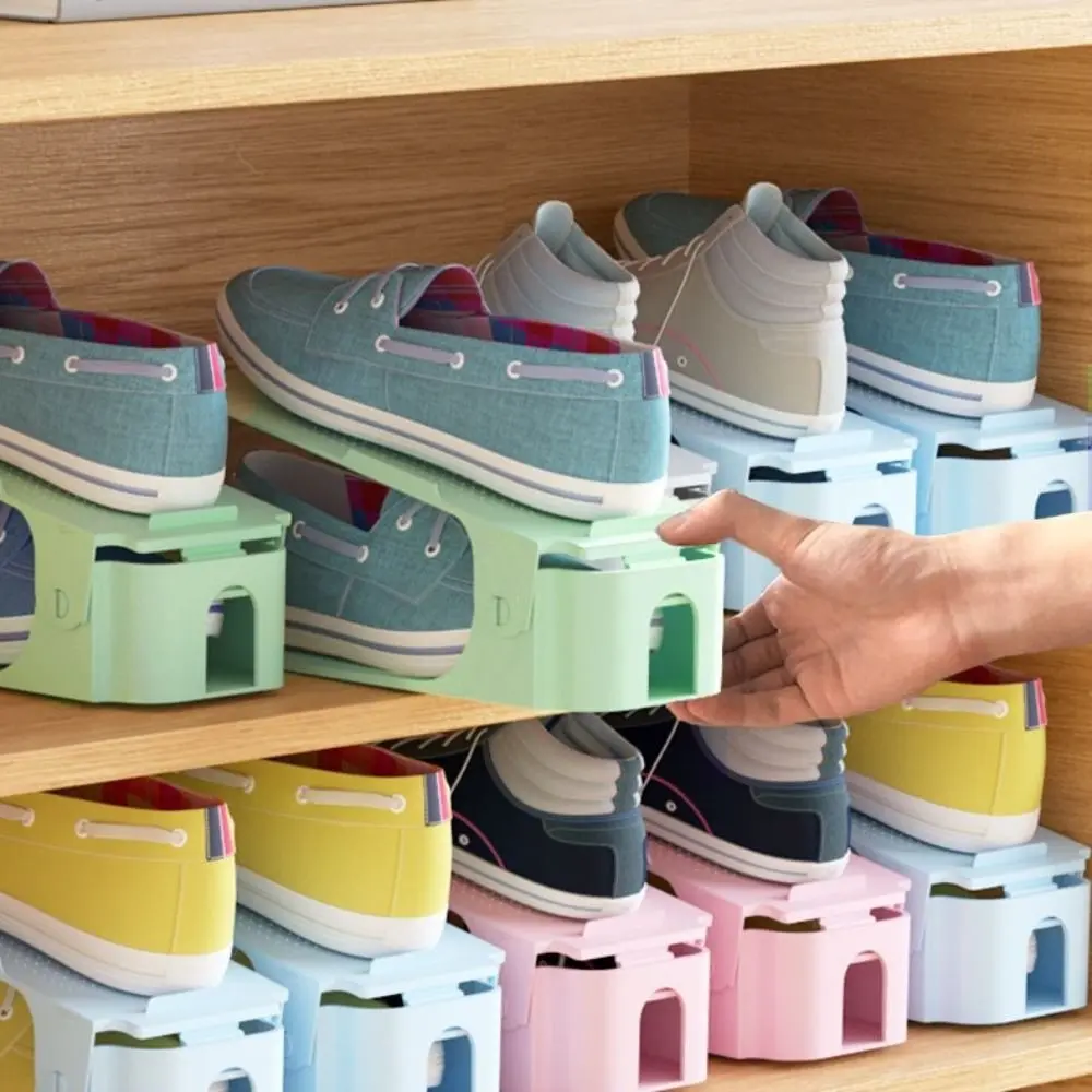 High Quality Adjustable Shoe Slots Organizer Space Saving Stackable Shoe Holder Double Layer Shoe Rack