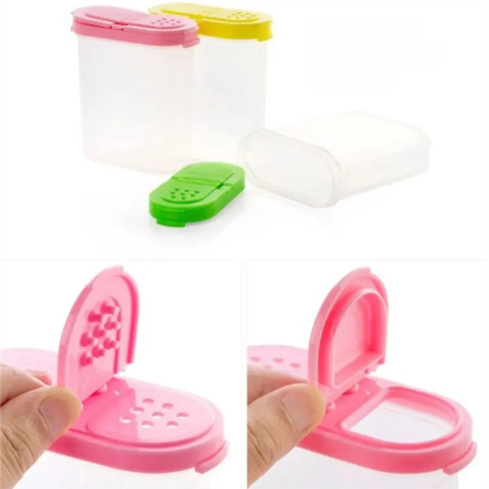 New Moisture-proof Transparent Seasoning Box Plastic 250ml Nut Grain Cereals Storage Box Durable 2 Lid Seasoning Shaker BBQ