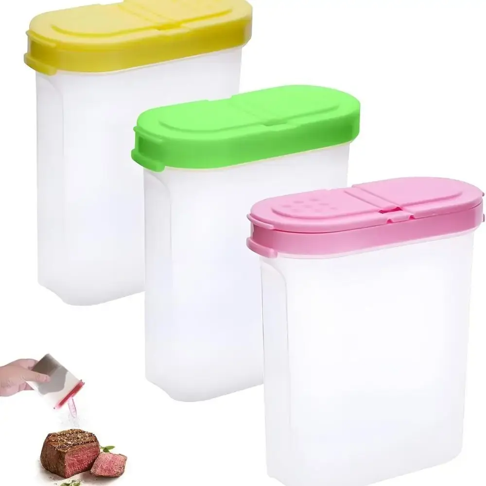New Moisture-proof Transparent Seasoning Box Plastic 250ml Nut Grain Cereals Storage Box Durable 2 Lid Seasoning Shaker BBQ