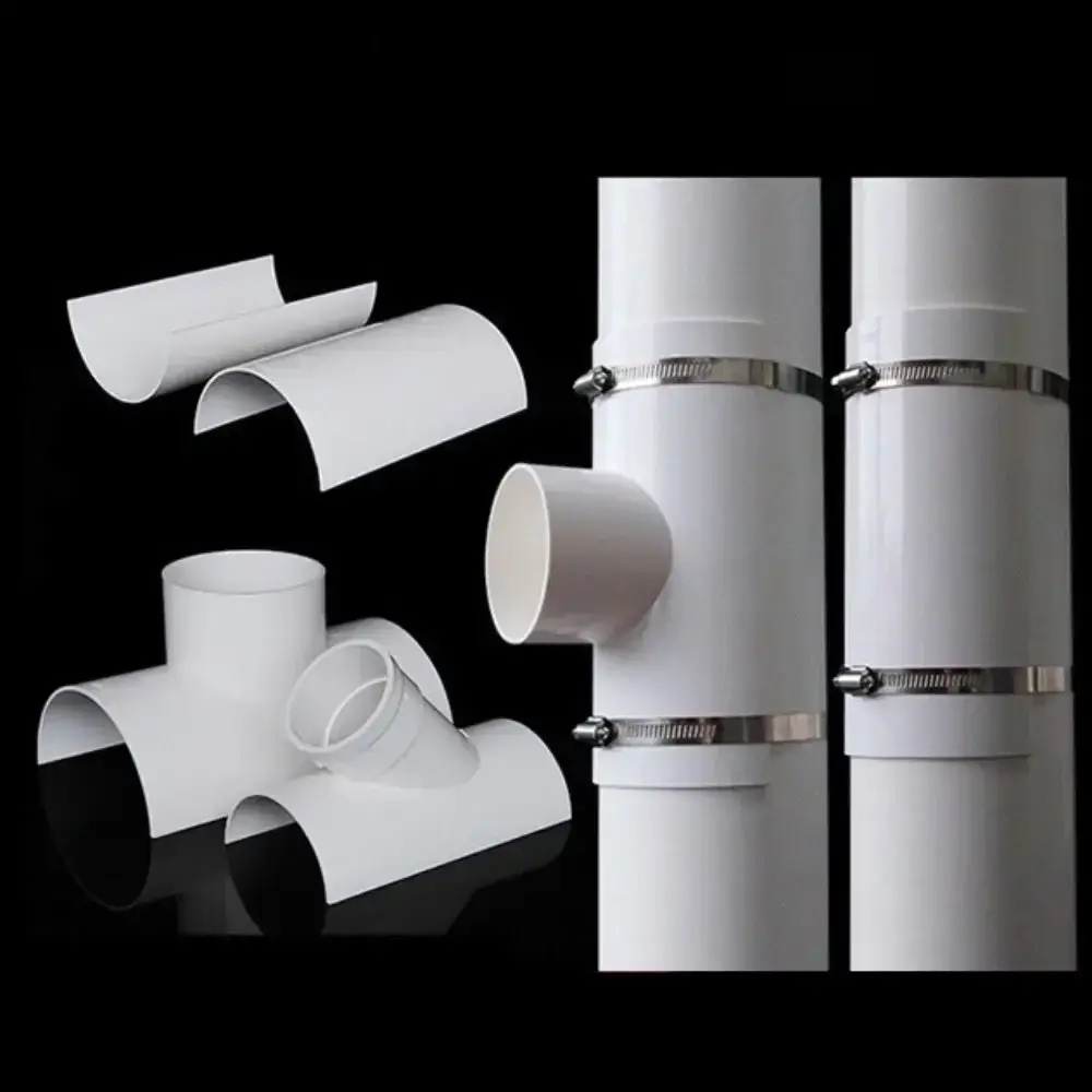 New PVC Tube Repair Patch White Open Tee Drain Pipe Repair Fittings 50 75 110 Tube Connectors Industrial