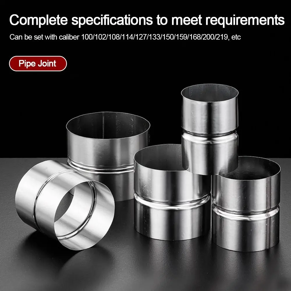 New Stainless Steel Pipe Joint Straight Round Pipe Fittings Silver Ducting Connector