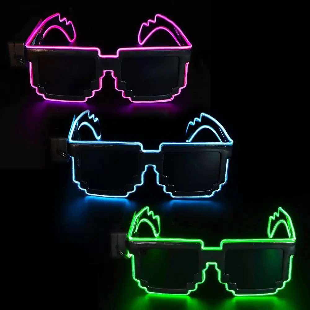 Wireless Mosaic LED Glasses Halloween Christmas Birthday Neon Party Nightclubs LED Light-up Glasses Glow in the Dark